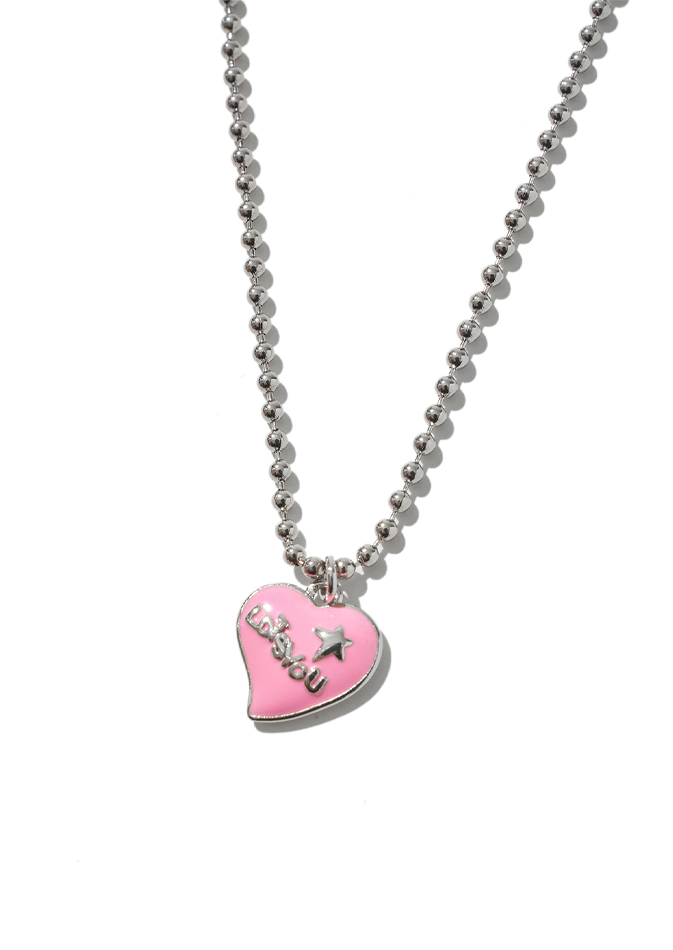 lotsyou_Doodle Heart star Necklace Pink