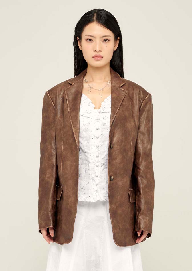 lotsyou_Muse Faux Leather Jacket Brown