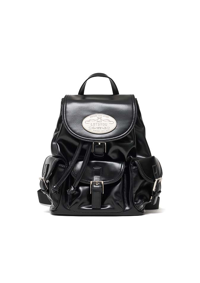 [REORDER]lotsyou_Nostalgia chubby Backpack Leather Black