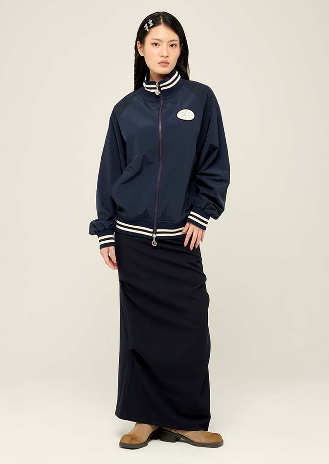 lotsyou_Old money Long Skirt Solid Navy